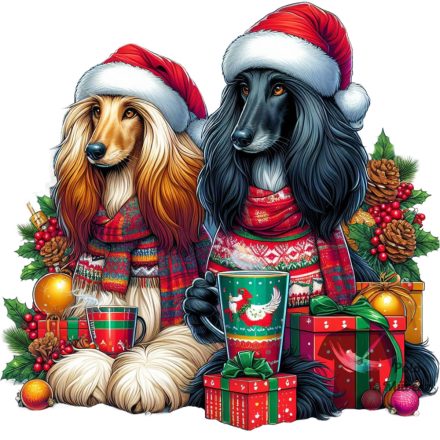 Christmas Afghan Hound T-shirt 