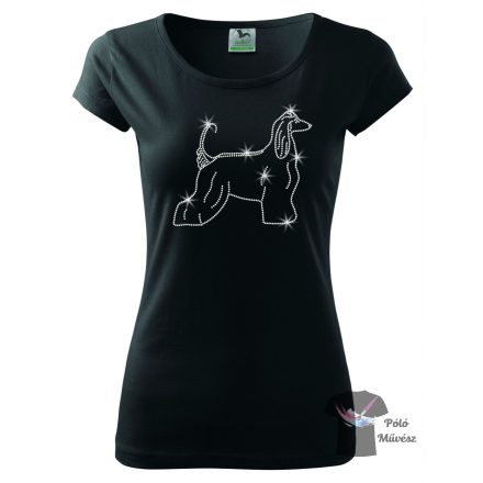 Afghan Hound Rhinestone T-shirt - Afghan Hound Crystal Shirt