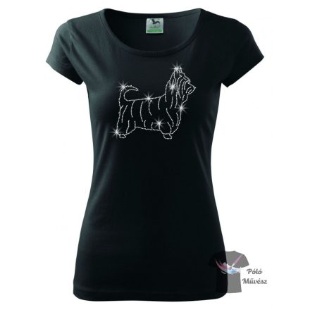 Australian Silky Terrier Rhinestone T-shirt - Australian Silky Terrier Crystal Shirt