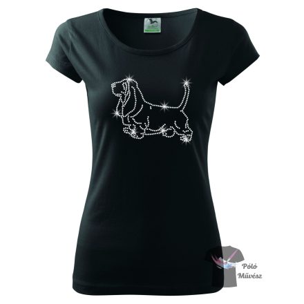 Basset Hound Rhinestone T-shirt - Basset Hound Crystal Shirt