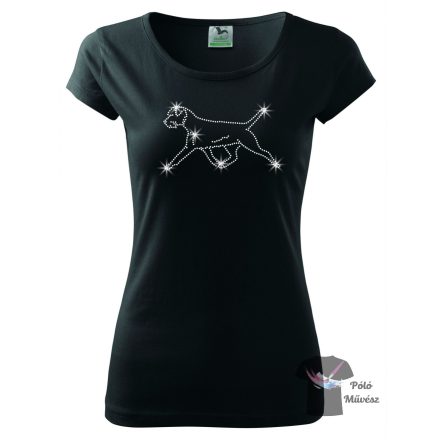 Border Terrier Rhinestone T-shirt - Border Terrier Crystal Shirt