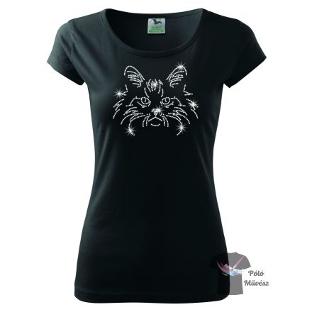 Cat rhinestoneT-shirt - Cat crystal shirt