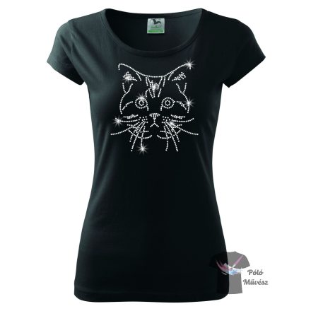 Cat rhinestoneT-shirt - Cat crystal shirt