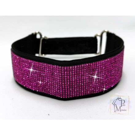 Magenta Luxury Martingale Dog Collar with rhinestones