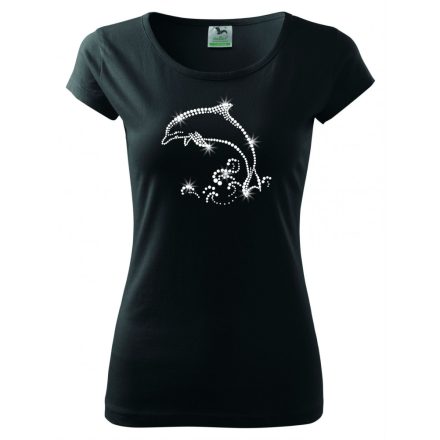 Dolphin T-shirt with rhinestone