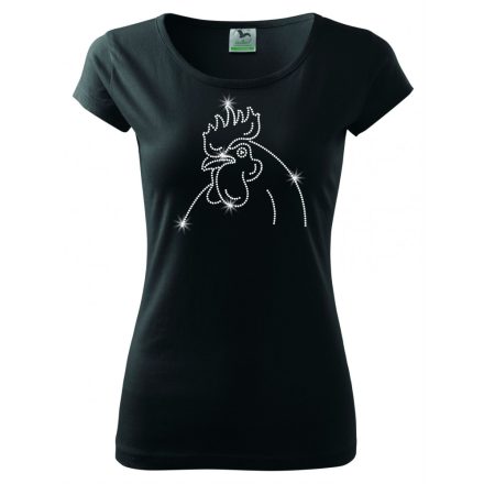 Rooster T-shirt with rhinestone