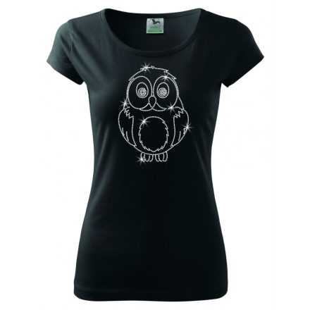 Owl T-shirt with rhinestone