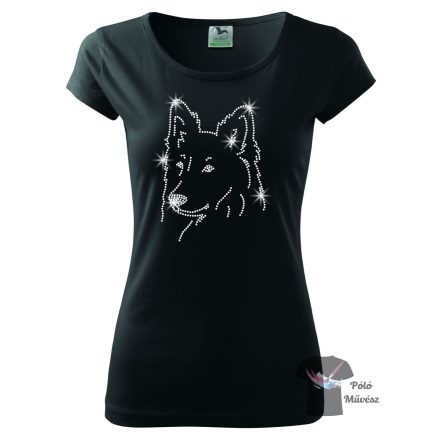 White Swiss Shepherd Rhinestone T-shirt - White Swiss Shepherd Crystal Shirt