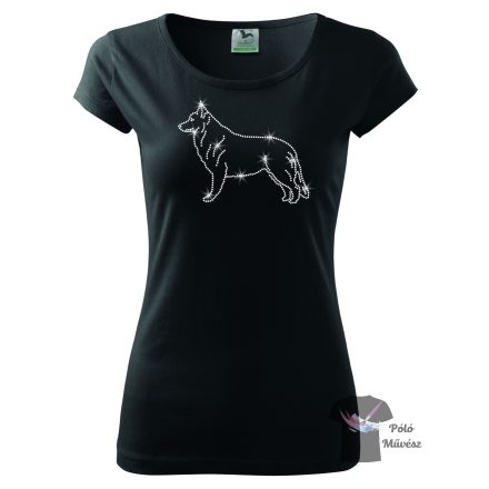 White Swiss Shepherd Rhinestone T-shirt - White Swiss Shepherd Crystal Shirt